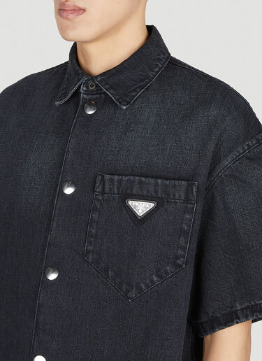 Denim Short Sleeve Shirt Prada Denim Short Sleeve Shirt Black pra0152043