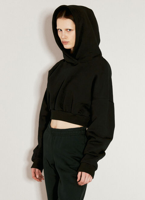 Acne Studios Cropped Heavy Hooded Sweatshirt Black acn0255014