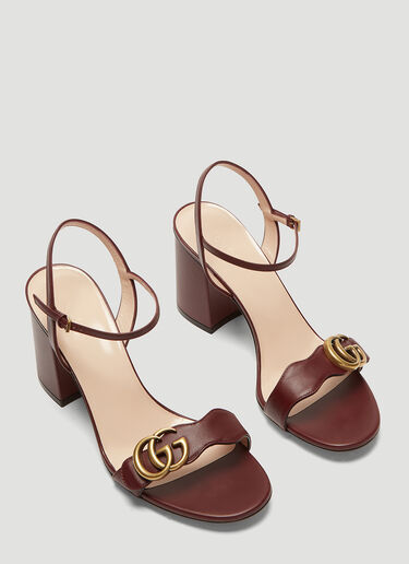 Gucci Double G Leather Mid-Heel sandal Burgundy guc0235043