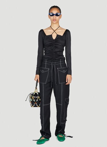 GANNI Ruched Top Black gan0253082
