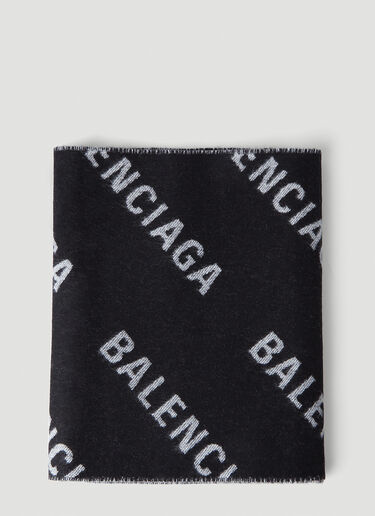 Balenciaga All-Over Logo Macro Scarf Black bal0146070