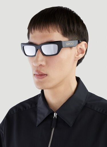 LN-CC® - Gucci: 矩形太阳镜 - 黑 Gucci 矩形太阳镜 黑 guc0152268