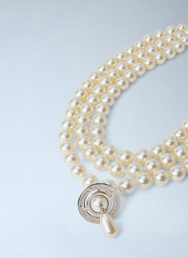 Vivienne Westwood Three Row Pearl Drop Choker Ivory vvw0264061