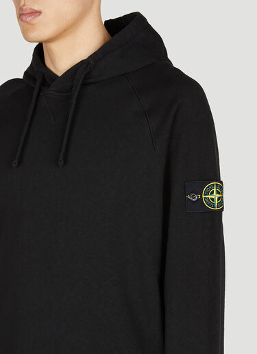 Stone Island 컴퍼스 패치 후드 스웨트셔츠 블랙 sto0152056