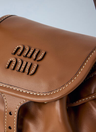 LN-CC® - Miu Miu: Logo Leather Backpack - Brown Miu Miu Logo Leather Backpack Brown miu0264204