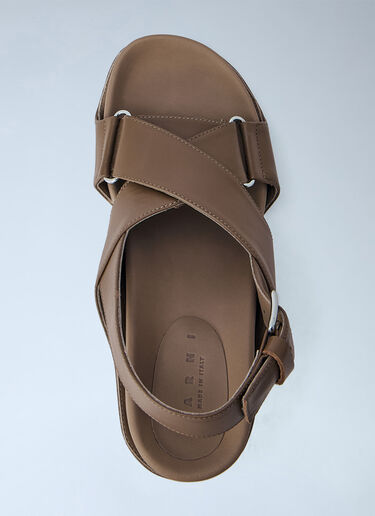 LN-CC® - Marni: Leather Slingback Sandals - Brown Marni Leather Slingback Sandals Brown mni0266008