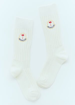 Moncler x Palm Angels Logo Patch Socks Yellow mpa0355014