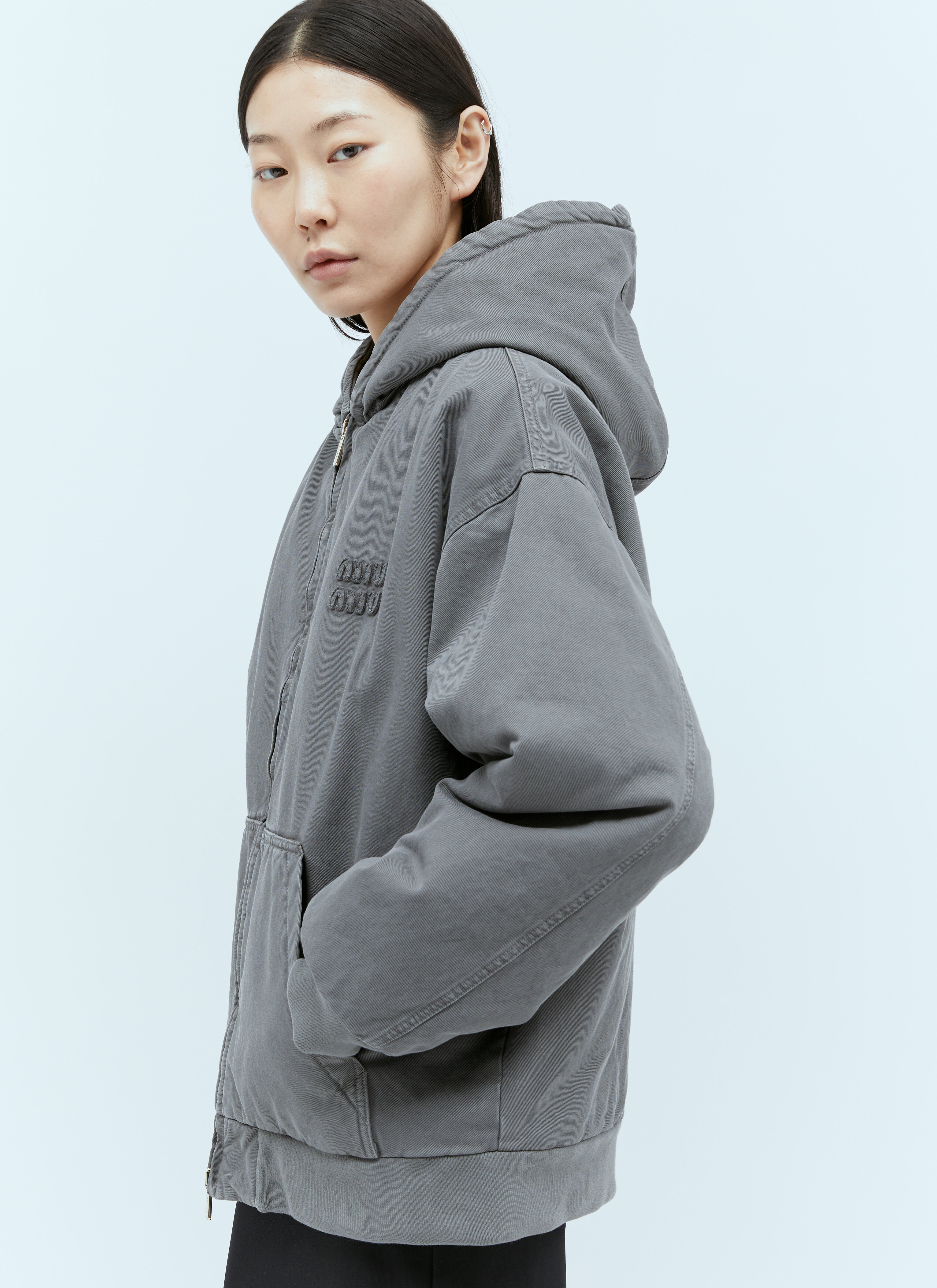Miu Miu Garment-Dyed Gabardine Blouson Jacket Khaki miu0256082
