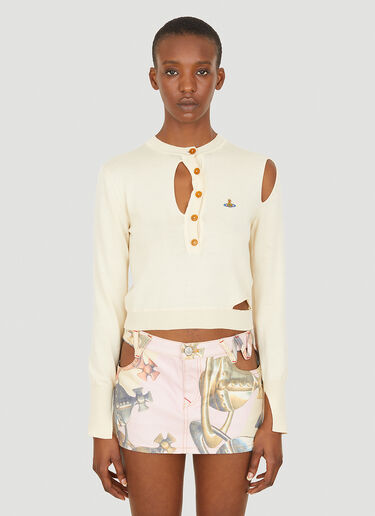 Vivienne Westwood Ripped Long Sleeve Knit Top Cream vvw0252013