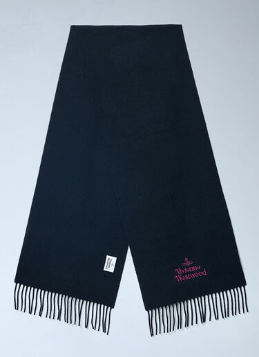LN-CC® - Vivienne Westwood: Embroidered Fringe Scarf - Black Vivienne Westwood Embroidered Fringe Scarf Black vvw0366071