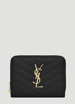 Saint Laurent Matelassé Compact Wallet Black sla0247148