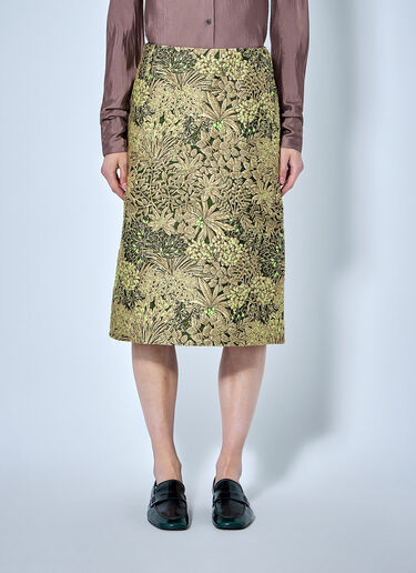 Dries Van Noten Floral Jacquard A-Line Midi Skirt Gold dvn0266025