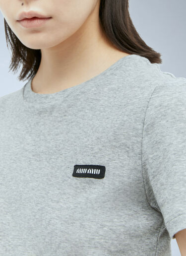 Miu Miu Logo Patch T-Shirt Grey miu0255007