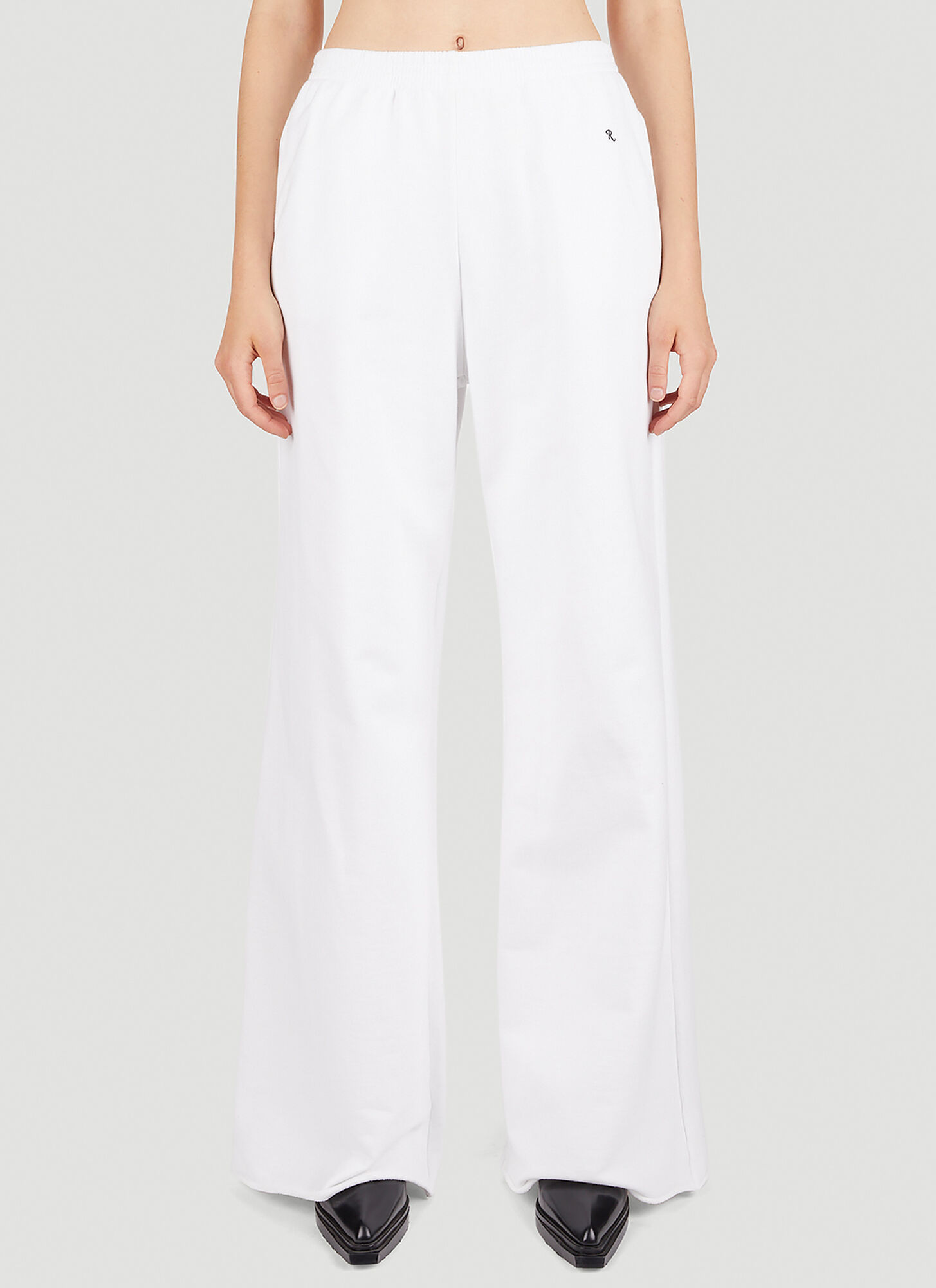 Shop Raf Simons Wide Leg Track Pants In White