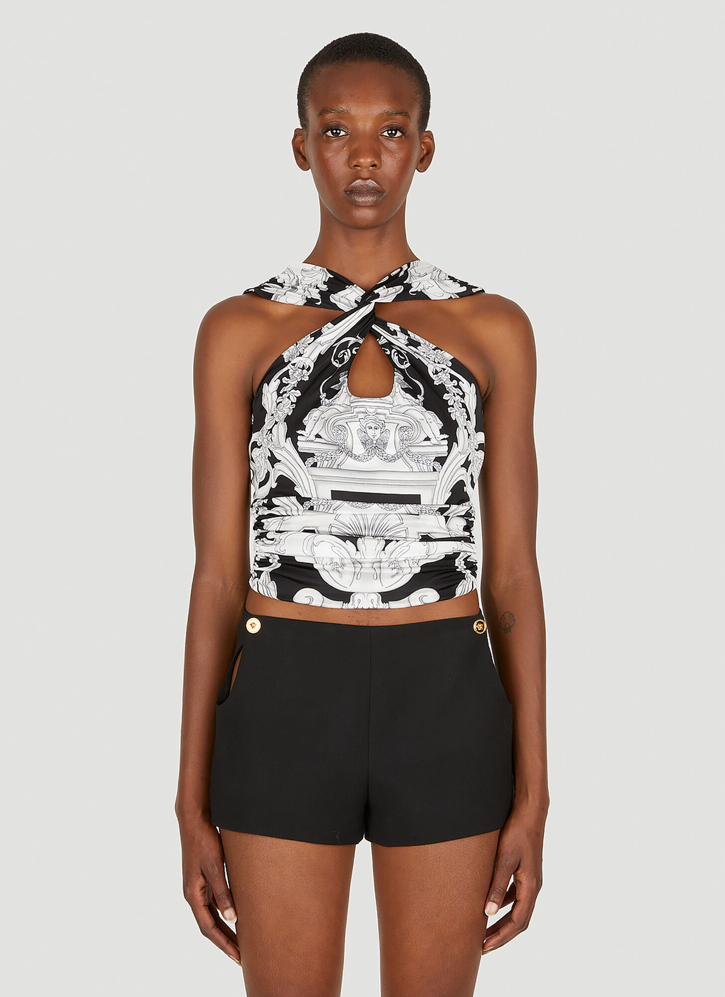 Versace Baroque Pattern Sleeveless Cropped Top