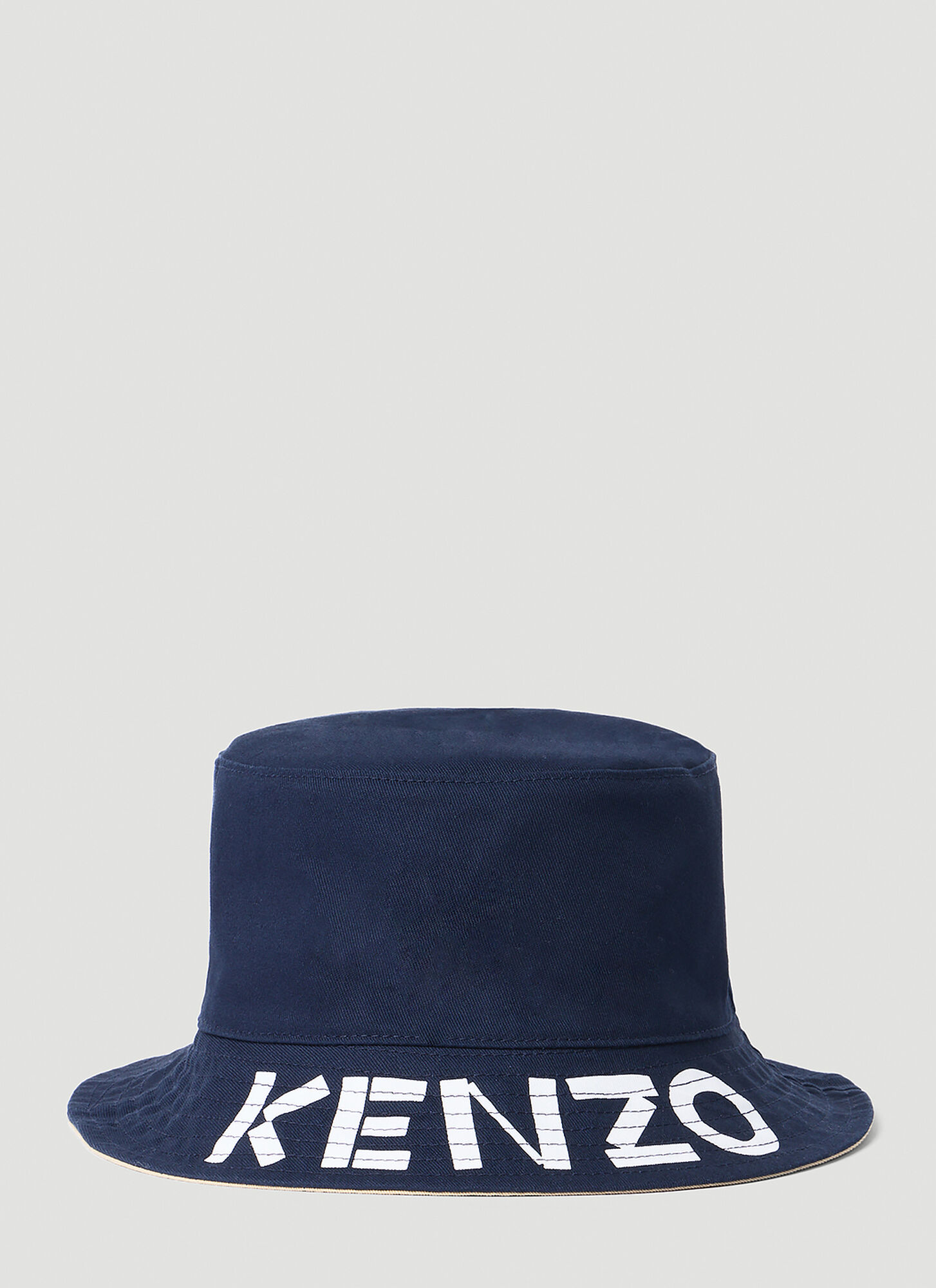 Shop Kenzo Logo Print Reversible Bucket Hat In Blue