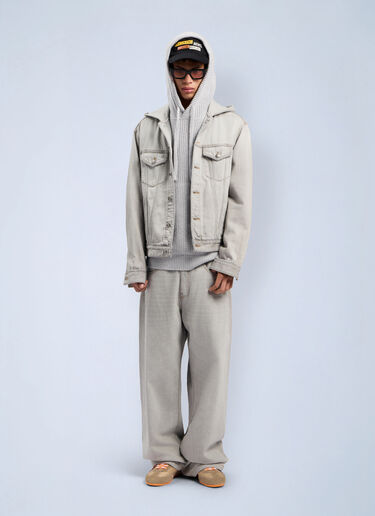 Curved Logo Denim Jacket Palm Angels Curved Logo Denim Jacket Light Grey pma0162100