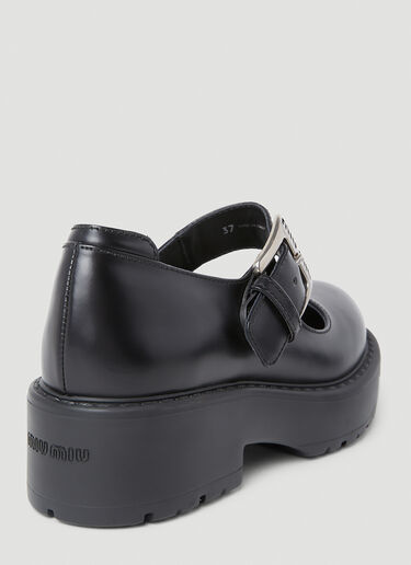 Miu Miu Logo Buckle Mary Jane Platforms Black miu0250050