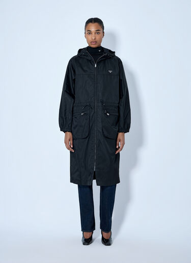 LN-CC® - Prada: Re-Nylon Drawstring Coat - Black Prada Re-Nylon Drawstring Coat Black pra0265003