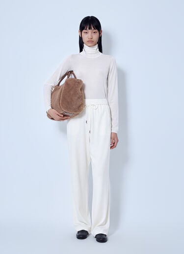 LN-CC® - Max Mara: Drawstring Wide-Leg Trousers - White Max Mara Drawstring Wide-Leg Trousers White max0266050