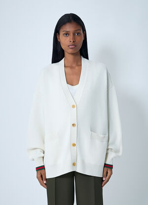 Gucci Web Trim Cardigan Beige guc0261119