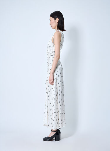 GANNI Printed Gathered Maxi Dress White gan0260009