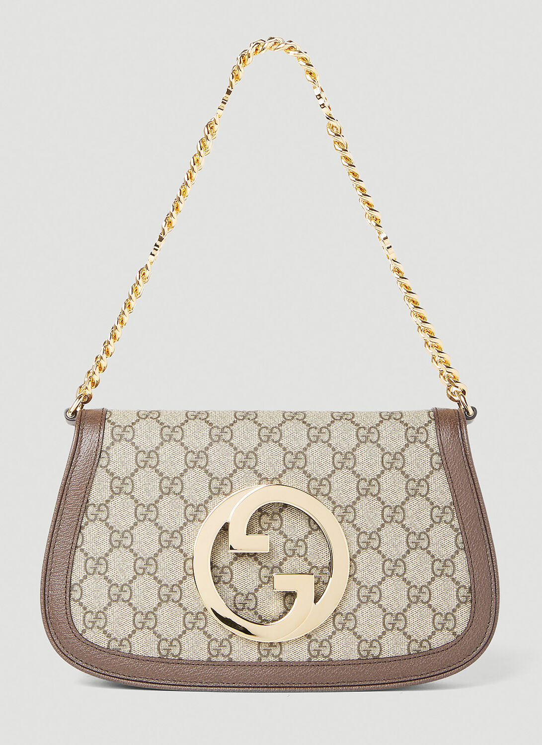 Shop Gucci Blondie Chain Shoulder Bag In Brown