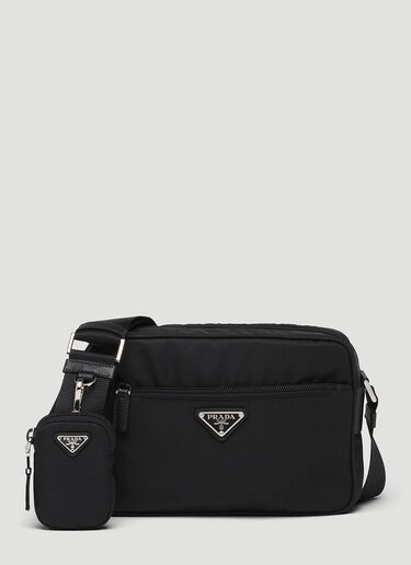 Prada Re-Nylon and Saffiano Leather Shoulder Bag Black pra0248030