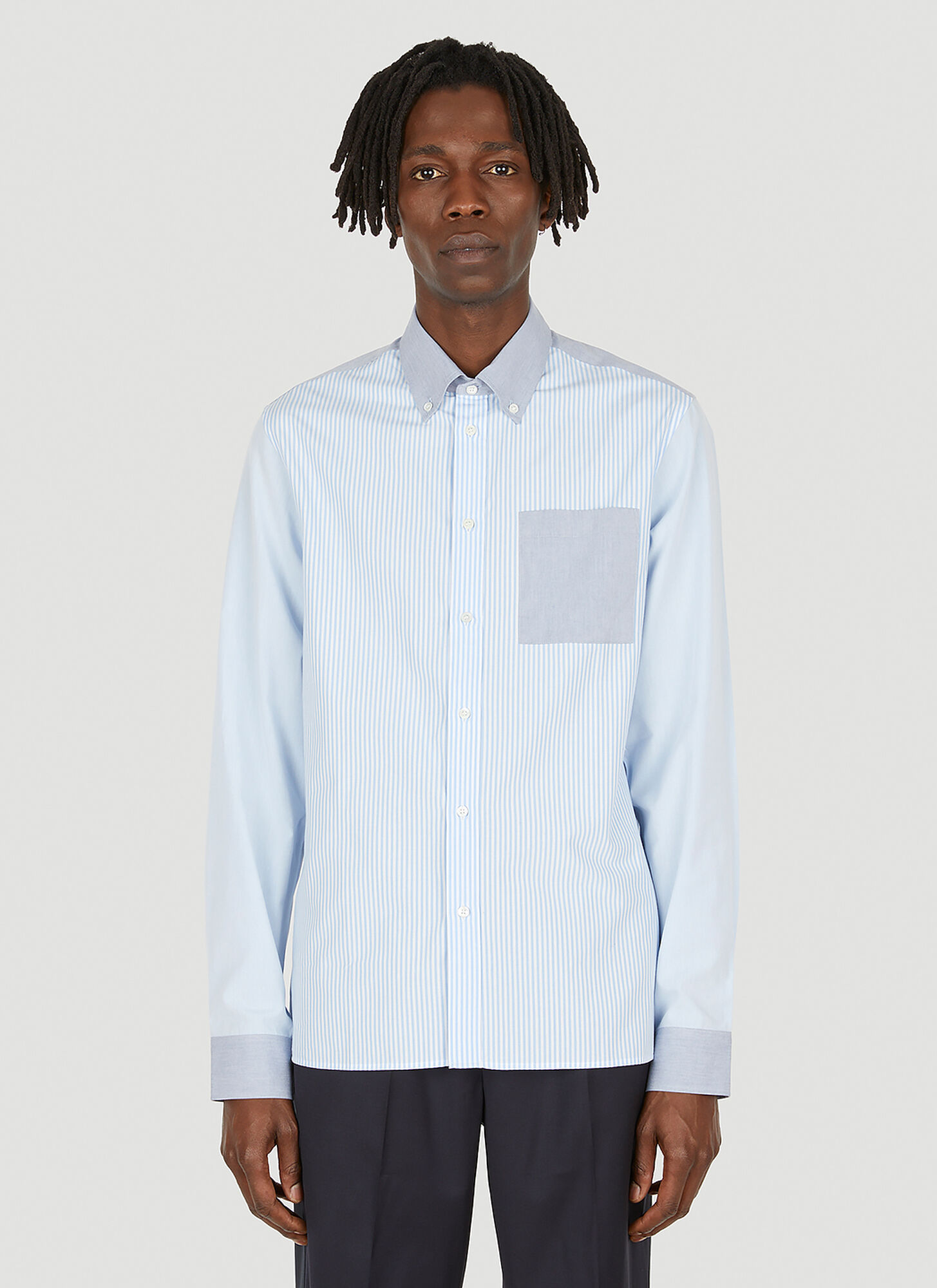 Another Aspect Classic Button-down Shirt In Light Blue