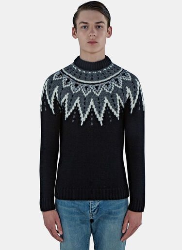 Saint Laurent Fair Isle Sequin Knitted Sweater Black sla0126021