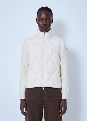 Moncler Wool & Cashmere Padded Zip-Up Cardigan White mon0266005