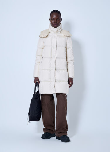 LN-CC® - Moncler: Litte Square-Quilted Hooded Long Down Jacket - Light Beige Moncler Litte Square-Quilted Hooded Long Down Jacket Light Beige mon0266011