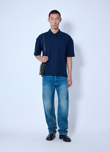 Saint Laurent Cassandre Polo In Cotton Piqué Navy sla0166012