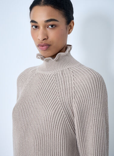 Max Mara Ribbed Knit High Neck Sweater Beige max0264307