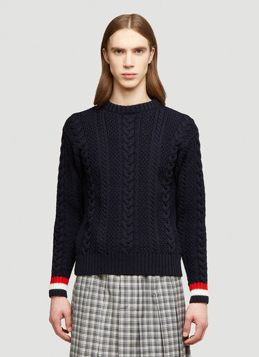 Thom Browne Cable Knit Sweater Blue thb0139012