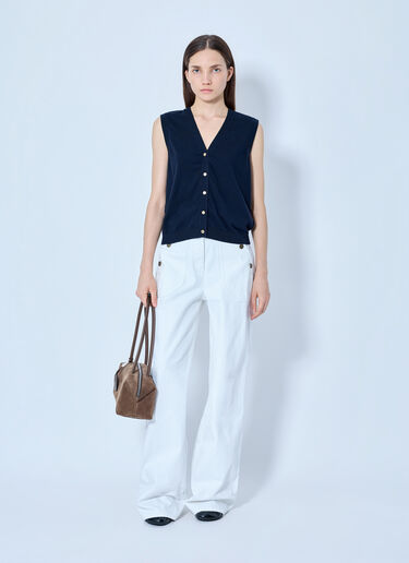 LN-CC® - Max Mara: Sleeveless Button-Down Top - Navy Max Mara Sleeveless Button-Down Top Navy max0265212