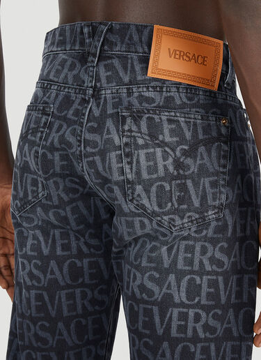 Versace 镭射徽标印花牛仔裤 黑色 ver0152005