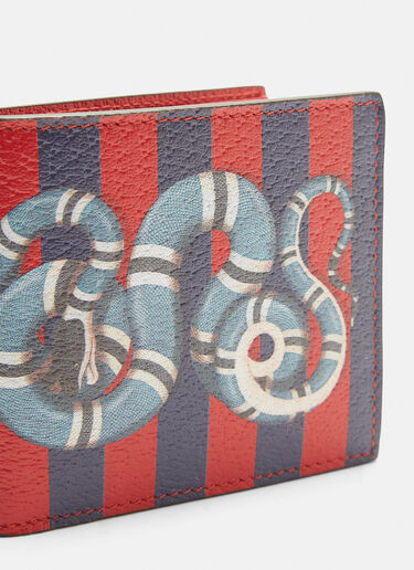 Gucci Striped Snake Print Bi-Fold Wallet Red guc0131013