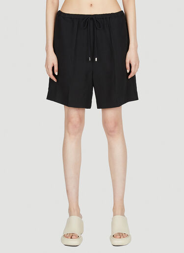 TOTEME Press Creased Drawstring Shorts Black tot0252010