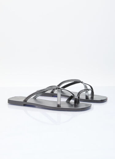 The Row Link Leather Sandals Black row0256034