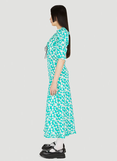 Miu Miu Floral Print Marocain Dress Blue miu0248005