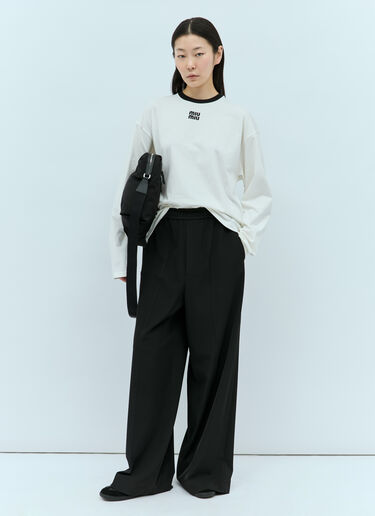 Miu Miu 徽标贴饰长袖 T 恤 白色 miu0256008