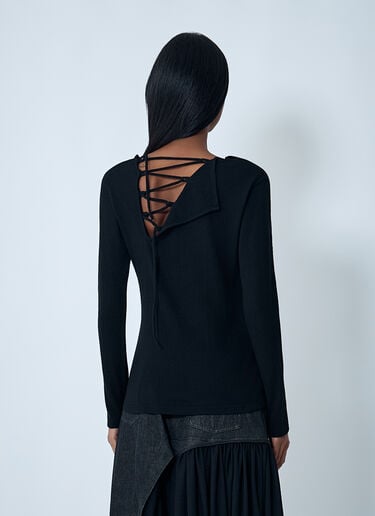 Yohji Yamamoto Lace-Up Wool Sweater Black yoy0262006