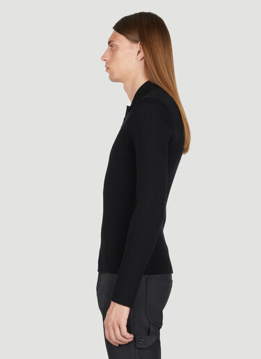 Courrèges Snap Rib Knit Polo Sweater Black cou0154014
