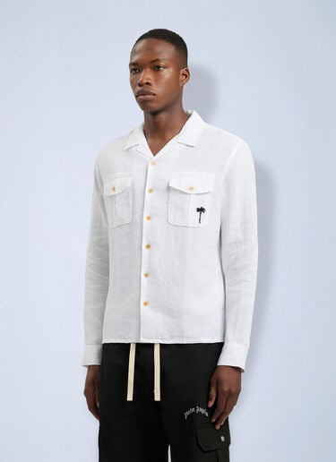 Palm Angels Palm Tree Bowling Shirt White pma0166004