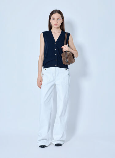 LN-CC® - Max Mara: Button-Detail High-Waisted Trousers - White Max Mara Button-Detail High-Waisted Trousers White max0265004