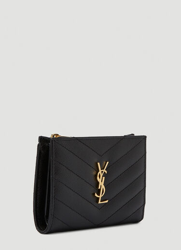Saint Laurent Quilted Logo Plaque Wallet Black sla0249190