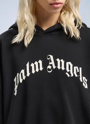 Curved Logo Track Crop Hooded Sweatshirt Palm Angels Curved Logo Track Crop Hooded Sweatshirt Black pma0262077