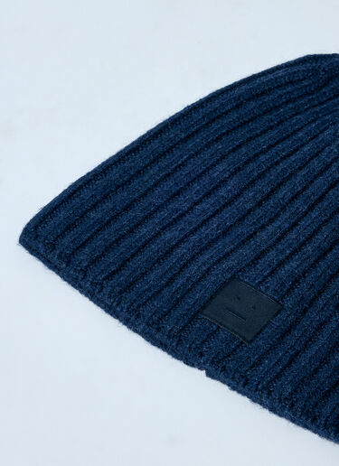 Acne Studios Logo Motif Beanie Hat Navy acn0159040