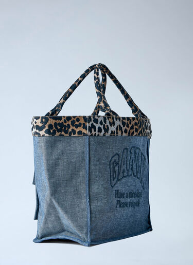 GANNI Medium Trapeze Reversible Shopper Bag Blue gan0263043